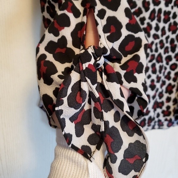 NWT Michael Kors Burgundy Leopard Print Women's Blouse - Picture 10 of 16